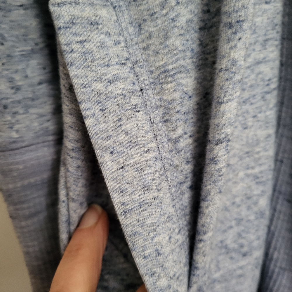 Talbots Heathered Blue Long Sleeve Shawl Collar Open Sweater Cardigan Medium - Picture 6 of 8